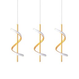 3 Pendente Espiral Linear Led Dourado Escritorio Sala Bet31 - 3