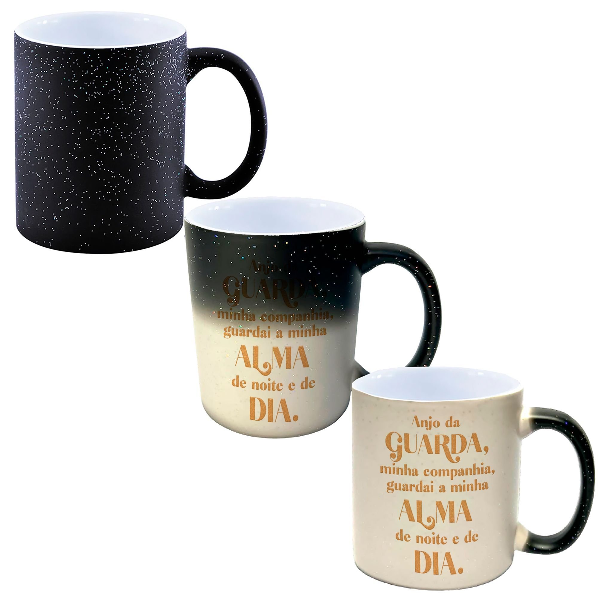 Caneca Mágica Glitter Muda de Cor Y2 Frase Anjo da Guarda Guarda Minha Alma - 1