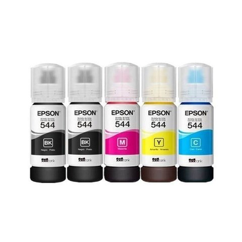 Kit 5 Tintas Epson 544 T544 Original 2 Preto , 1 Ciano , 1 Amarelo , 1 Magenta L-3110 L-3150 L-3250 