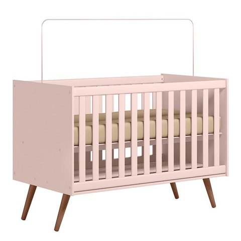 Berço Americano Q Encanto 3820 Retrô Rosa com Colchão Gazin – Qmovi