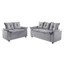 Ver imagem 1 de Conjunto Sofá Liones com 2 e 3 Lugares Almofadas Soltas e Tecido Suede Cor Cinza