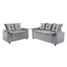 Conjunto Sofá Liones com 2 e 3 Lugares Almofadas Soltas e Tecido Suede Cor Cinza - 1