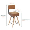 Ver imagem 3 de Banqueta Cadeira Decorativa Barcelona 73cm com Encosto Corano Amarula - Desk Design