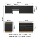 Ver imagem 4 de Armário de Cozinha Completa 240cm Rustic/Preto Glamy Madesa 08