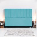 Ver imagem 2 de Cabeceira para Cama King 195 Cm Suede Azul Turquesa