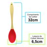 Jogo de Talheres Utensílios Cozinha Silicone Cabo Madeira Kit 4 Peças Colher Concha Escumadeira Pega - 5