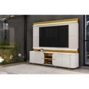 Ver imagem 3 de Rack Bancada C/ Painel P/ Tv até 75 Pol Lord 4 Porta 240x200cm Bali/cedro - Dj Móveis