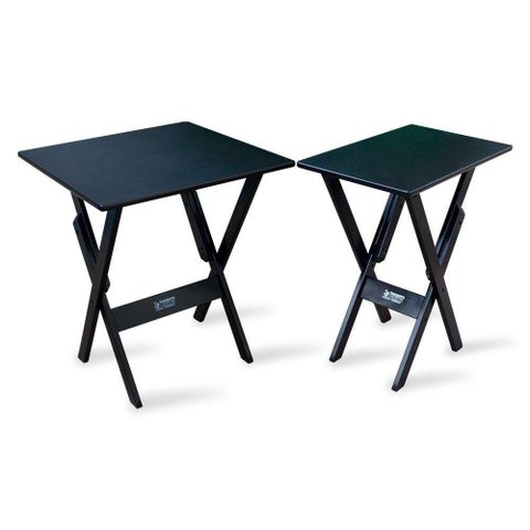 Conjunto de Mesa 60x60 com Mesa Aparador Tarimatã - Preto - Cor: Preto