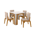 Ver imagem 2 de Conjunto de Mesa com 4 Cadeiras Opera Marrom/Marromle/Off White
