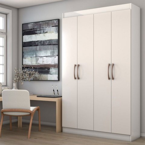 Armário Multiuso Albuquerque 4 Portas 8 Prateleiras Branco - Panorama Móveis