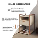 Ver imagem 3 de Mesa de Cabeceira Industrial Tókio com Gavetas para Quarto em Ferro Cobre - Tampo Off White