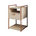 Ver imagem 2 de Mesa de Cabeceira Industrial Tókio com Gavetas para Quarto em Ferro Cobre - Tampo Off White