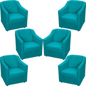 Kit 6 Poltronas Decorativas Para Sala De Espera Recepção Escritório Consultório Suede