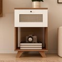 Ver imagem 2 de Kit 02 Mesas de Cabeceira para Quarto 43cm 1 Gaveta 3D Tessaro A05 Cinamomo Off White - Lyam Decor