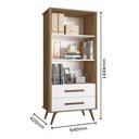 Ver imagem 4 de Livreiro com 2 Gavetas Retrô Qmovi Carvalho Toque Rústico/Branco