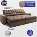 Ver imagem 2 de Sofá Retrátil e Reclinável 2,50m Molas Ensacadas Max Spring Velusoft Castor Cama Inbox