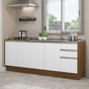 Ver imagem 1 de Kit com 2 Balcões de Cozinha Madesa Glamy 4 Portas 3 Gavetas (Sem Tampo e Pia) Rustic/Branco Rustic/Branco