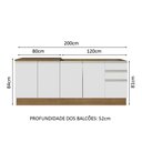 Ver imagem 4 de Kit com 2 Balcões de Cozinha Madesa Glamy 4 Portas 3 Gavetas (Sem Tampo e Pia) Rustic/Branco Rustic/Branco