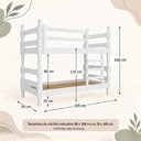 Ver imagem 4 de Beliche Madeira Maciça - Vira 2 Camas - para Colchão 78/88x188cm Multimóveis CR35687 Branco
