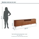 Ver imagem 3 de Rack New Bend 220 cm Porta Frisada Incolar Cedro com Pé Preto