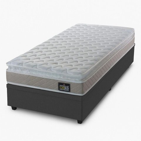 Conjunto Box Baú Prince Solteiro 88x188x46 com Cama Auxiliar e Colchão Hellen D33