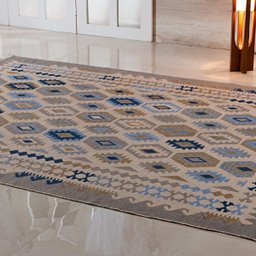 Passadeira Kilim Turco 0,60m x 1,80m Dupla Face Azul Royal - 4