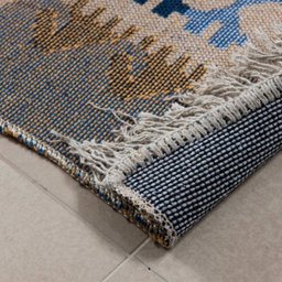 Passadeira Kilim Turco 0,60m x 1,80m Dupla Face Azul Royal - 6