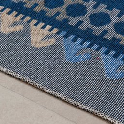 Passadeira Kilim Turco 0,60m x 1,80m Dupla Face Azul Royal - 2