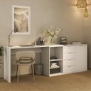 Ver imagem 6 de Escrivaninha Mesa Escritório Versátil em L ou Extensível 4 Gavetas 1 Porta 2 Nichos 152cm Branco