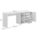Ver imagem 7 de Escrivaninha Mesa Escritório Versátil em L ou Extensível 4 Gavetas 1 Porta 2 Nichos 152cm Branco