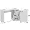 Ver imagem 3 de Escrivaninha Mesa Escritório Versátil em L ou Extensível 4 Gavetas 1 Porta 2 Nichos 152cm Branco
