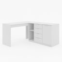 Ver imagem 2 de Escrivaninha Mesa Escritório Versátil em L ou Extensível 4 Gavetas 1 Porta 2 Nichos 152cm Branco