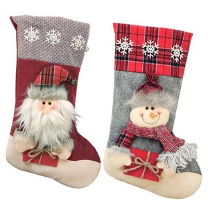 Par de Botas Meia Decoração Enfeite Natal Boneco Neve Papai Noel