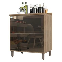 Balcão de Cozinha com Tampo 80 Cm 2 Gavetões Frontal Vidro Reflecta Lari Luciane Móveis - 1