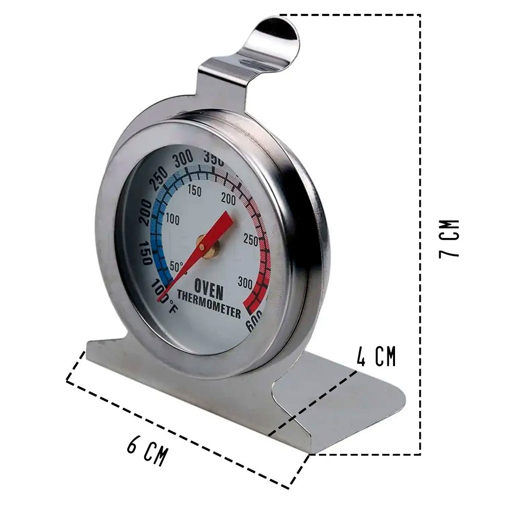 Termômetro Analógico Forno 300° Alta Qualidade Inox Com Base - 5