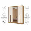 Ver imagem 4 de Guarda-Roupa de Casal Atacama 6 Portas 4 Gavetas Freijo / Off White Moval