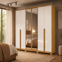 Ver imagem 6 de Guarda-Roupa de Casal Atacama 6 Portas 4 Gavetas Freijo / Off White Moval