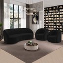 Ver imagem 1 de Conjunto Sofá Sala de Estar Bipartido 240cm e 2 Poltronas Clarke Veludo Preto G45 - Gran Belo