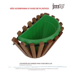 Cachepot P/ Vaso de Parede Meia Lua Madeira Eucalipto - 6