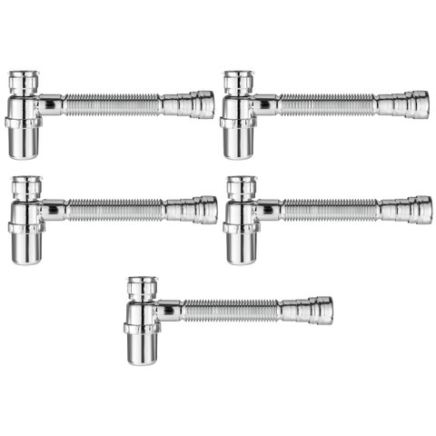 Sifão Sanfonado com Copo 49cm Cromado | Astra | Kit C/ 5 Un