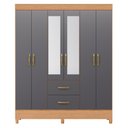 Ver imagem 3 de Guarda Roupa Mobi 6 Portas com Espelho 2 Gavetas Freijó/titanium - Abz
