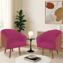 Ver imagem 1 de Kit 2 Poltronas Jade Decorativa Moderna Sala de Estar Quarto Escritório Conforto Pés Palito Corano N