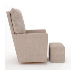 Poltrona Amamentação Fit Balanço e Puff Linho Mamãe Bebê:cadeira Alta Conforto Bege - 4