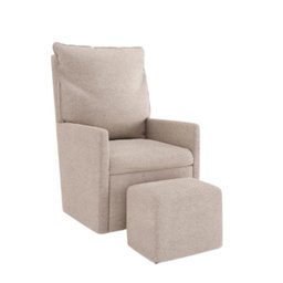 Poltrona Amamentação Fit Balanço e Puff Linho Mamãe Bebê:cadeira Alta Conforto Bege - 1