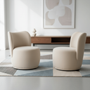 Ver imagem 1 de Kit 2 Poltronas Lia Compacta Orgânica Bouclé Moderna Confortável Sala Espera Recepção Consultório Ha