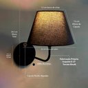 Ver imagem 3 de Arandela Luminária Curvada de Parede para Quarto, Corredor, Sala, Banheiro Preto com Cúpula Preto
