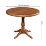 Mesa de Jantar Redonda Rústica 1,30m Madeira Maciça Madalena - Castanho - 4