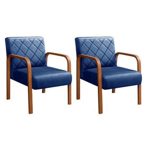 Kit 2 Poltronas Lara Cor:Veludo Azul 210