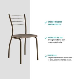 Conjunto 2 Cadeiras Tubo Ouro Velho Tecido Camurça Carraro - 4