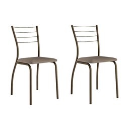 Conjunto 2 Cadeiras Tubo Ouro Velho Tecido Camurça Carraro - 1